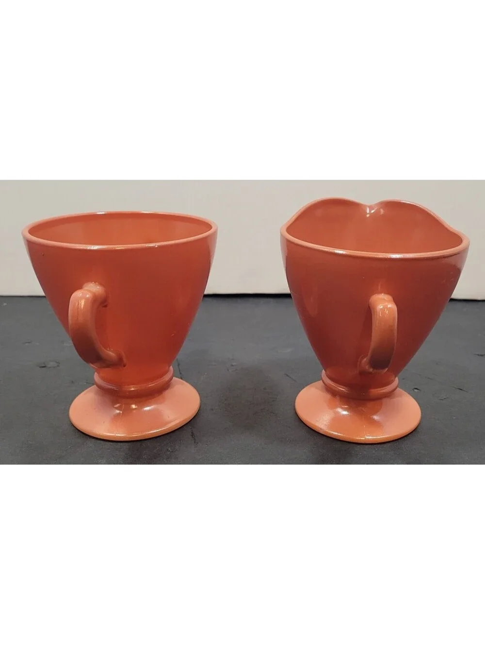 Vintage Hazel Atlas Ovide Platonite Orange Rust Sugar & Creamer Set